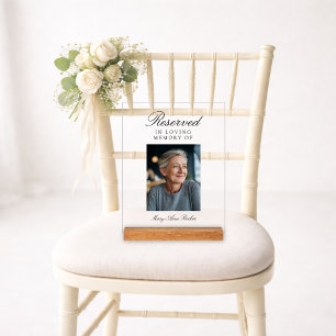 Reserved Seat Elegant Photo Wedding Memorial   Acrylic Sign