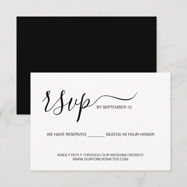 Reserved Seat in your honour Wedding Website RSVP Card (Front/Back)