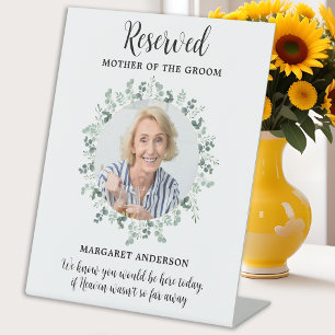 Reserved Seat Memorial Photo Eucalyptus Wedding Pedestal Sign