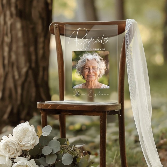 Reserved Seat Memorial Wedding Photo Sign  (Reserved Seat Wedding Memorial Photo Sign)