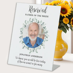 Reserved Seat Photo Eucalyptus Memorial Wedding Pedestal Sign