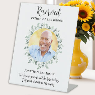 Reserved Seat Photo Wedding Greenery Memorial Pedestal Sign