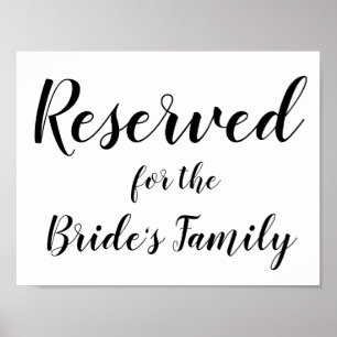 Reserved Sign - Bride's Family