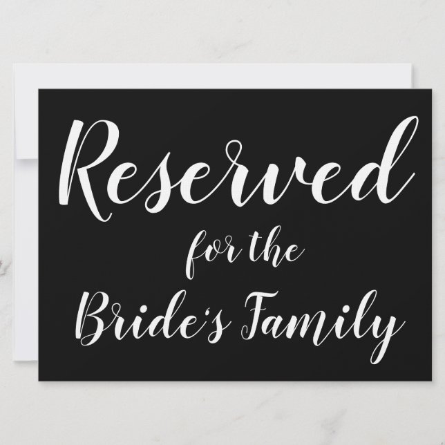 Reserved Sign - Bride's Family (Front)
