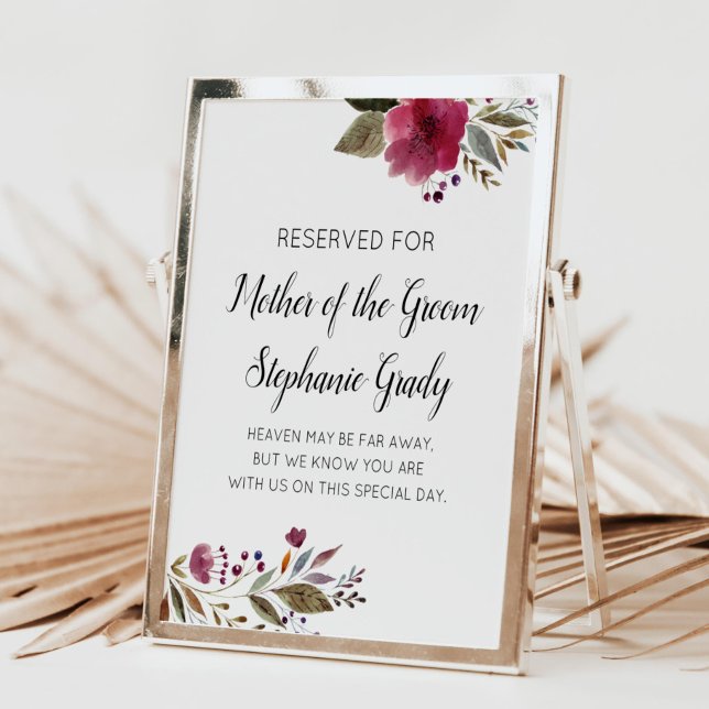 Reserved Sign For Mother of Groom Burgundy Wedding (Creator Uploaded)