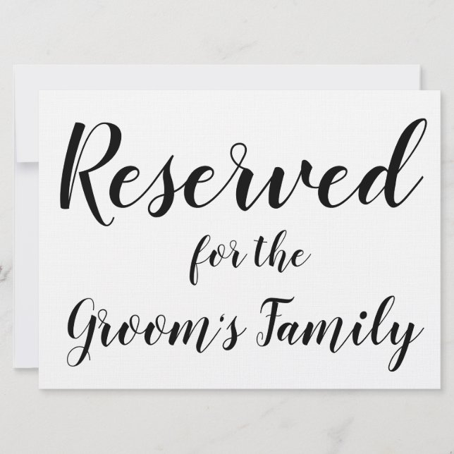Reserved Sign - Groom's Family (Front)