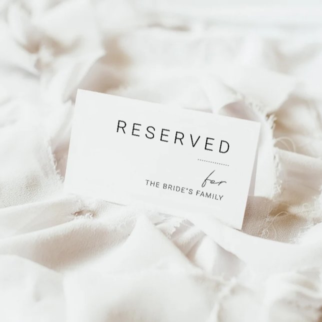 Reserved Sign, Minimalist Reserved Sign Enclosure Card (Reserved Sign, Minimalist Reserved Sign Enclosure Card)
