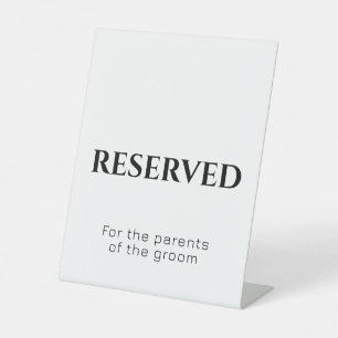 Reserved Table Wedding Modern Minimal Black White Pedestal Sign