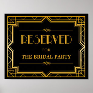 Reserved Table Wedding Sign   Gatsby Art Deco