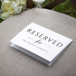 Reserved Tent Card Romantic Calligraphy Wedding<br><div class="desc">Simple Romantic Wedding Reserved Tent Card / Sign (Black): These folded wedding reserved signs can sit on chairs or at your wedding reception tables. They feature elegant typography in black and white. Change the colours and fonts to anything you like!</div>