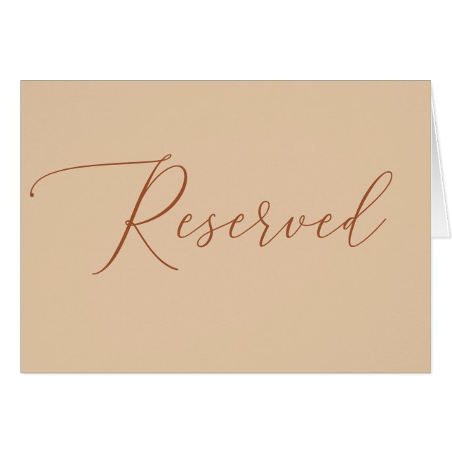 Reserved Wedding Sign | Elegant Script Peach Sand (Front Horizontal)