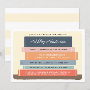 Réserver Thème Bibliothèque Baby shower Invitation