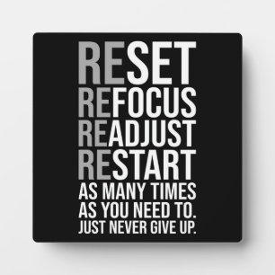 Reset Refocus Readjust - Gym, Hustle, Success Plaque
