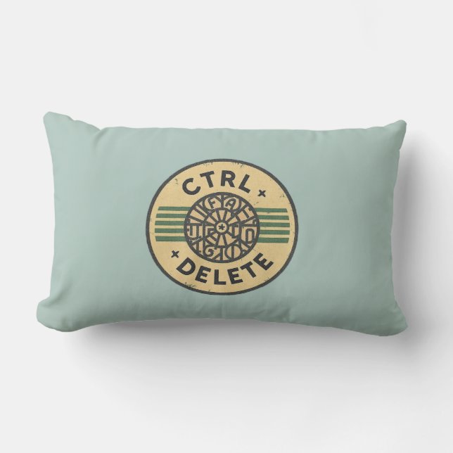 "Reset Your Day with CTRL + ALT + DELETE" Lumbar Pillow (Front)