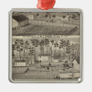 Residence and lumber mills and yards metal ornament