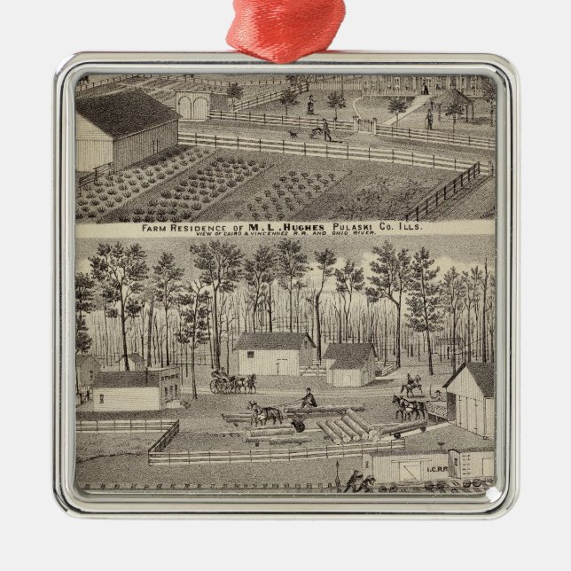 Residence and lumber mills and yards metal ornament (Front)