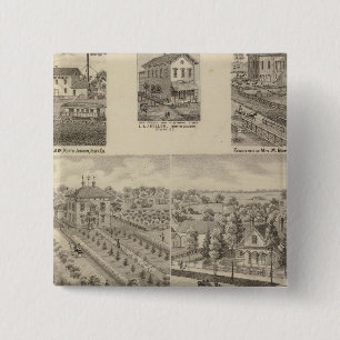 Residence and mill of L & J Keller 2 Inch Square Button