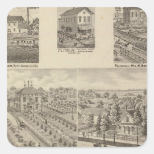Residence and mill of L & J Keller Square Sticker