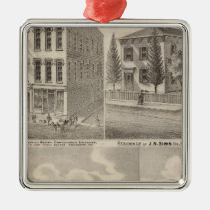 Residence and mill of Samuel Cade, Wabash Tp Metal Ornament