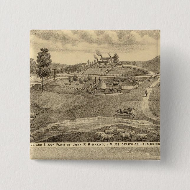 Residence and stock farm 2 inch square button (Front)