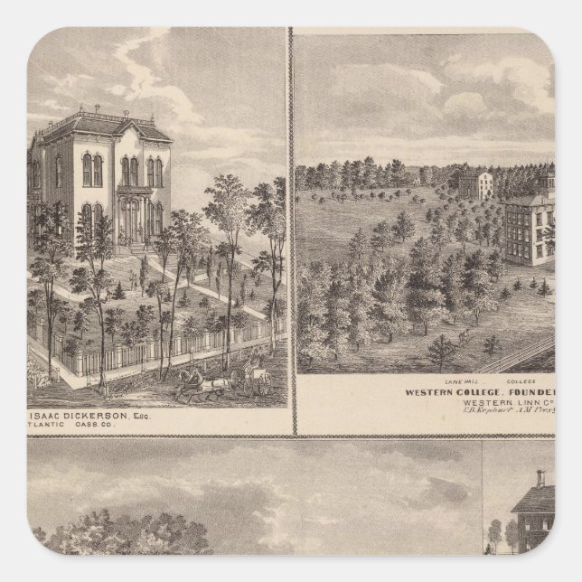 Residence and Western College in Marshalltown Square Sticker (Front)