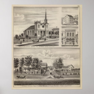 Residence, Farm, Church and Store in Minnesota Poster