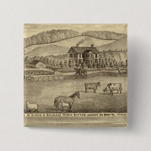 Residence of Alfred A Douglass 2 Inch Square Button