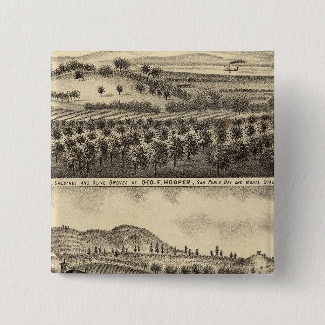Residence of Geo F Hooper 2 Inch Square Button (Front)