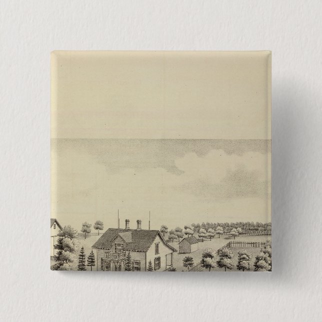Residence of Isreal Cox, Ward Township 2 Inch Square Button (Front)