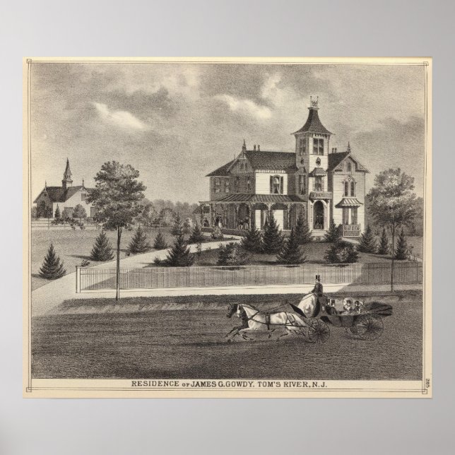 Residence of James G Gowdy, Tom's River, NJ Poster (Front)
