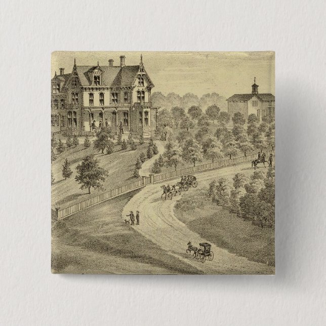 Residence of John Biggert, Idlewood Station 2 Inch Square Button (Front)