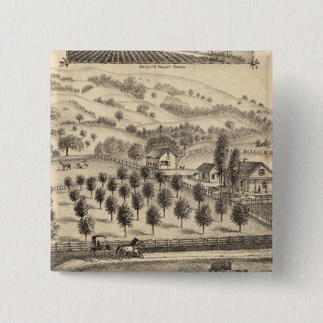 Residence of Joseph Alexander, Mendocino 2 Inch Square Button (Front)
