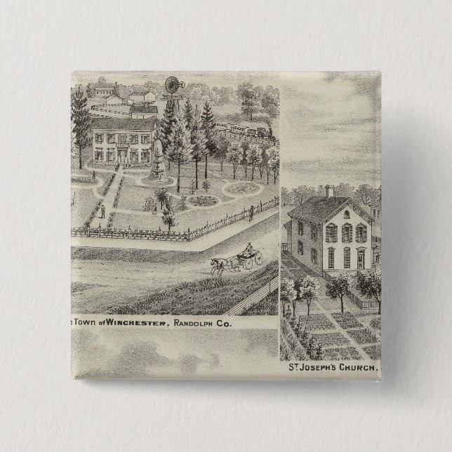 Residence of Milton Thornburgh Fayette Co 2 Inch Square Button (Front)