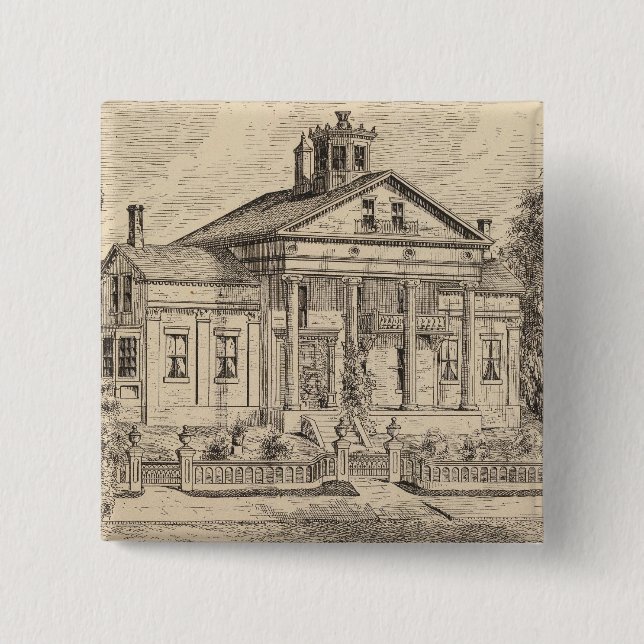 Residence of Mrs EE Marsh, Brandon in Vermont 2 Inch Square Button (Front)