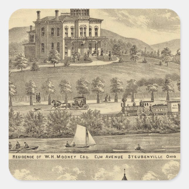 Residence of WH Mooney Square Sticker (Front)