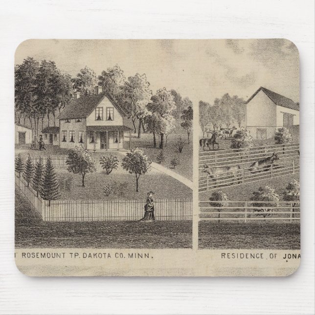 Residences and Barns, Minnesota Mouse Pad (Front)