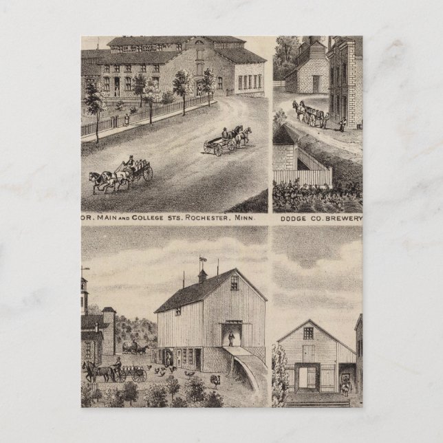 Residences and Breweries in Rochester, Minnesota Postcard (Front)