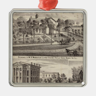 Residences and buildings in Poplar Grove Metal Ornament