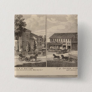 Residences and factory in Bennington 2 Inch Square Button