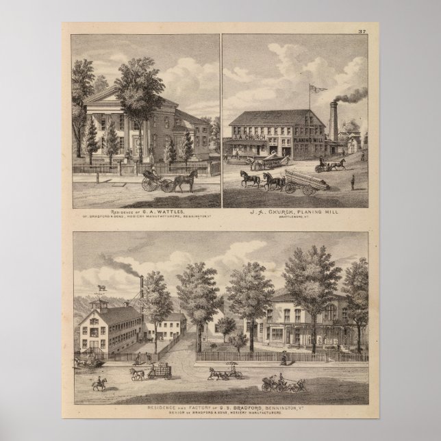 Residences and factory in Bennington Poster (Front)