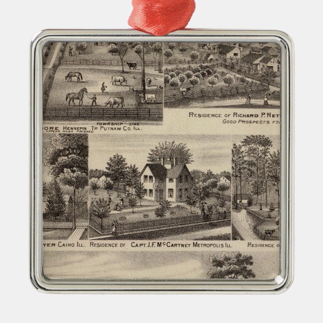Residences and farms in Edgar, Hardin, Massac Metal Ornament (Front)