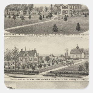 Residences and Farms, Sumner County, Kansas Square Sticker