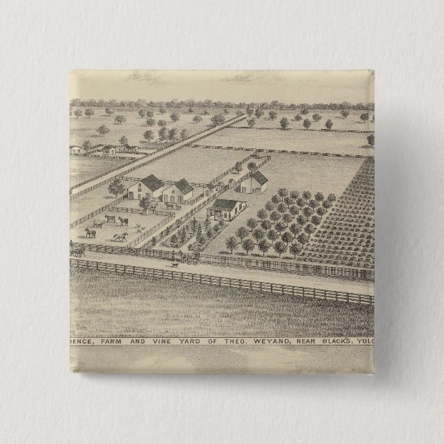 Residences, Black's Station 2 Inch Square Button (Front)