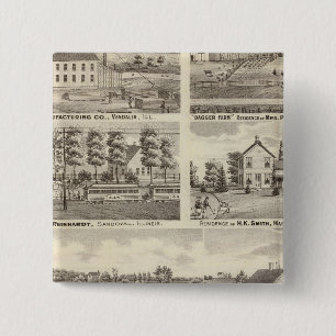 Residences, farms and factory, Vandalia, Sandoval 2 Inch Square Button