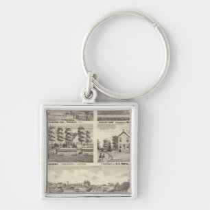 Residences, farms and factory, Vandalia, Sandoval Keychain