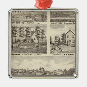 Residences, farms and factory, Vandalia, Sandoval Metal Ornament