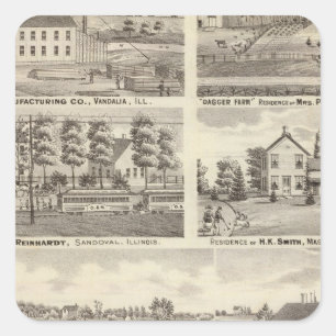 Residences, farms and factory, Vandalia, Sandoval Square Sticker