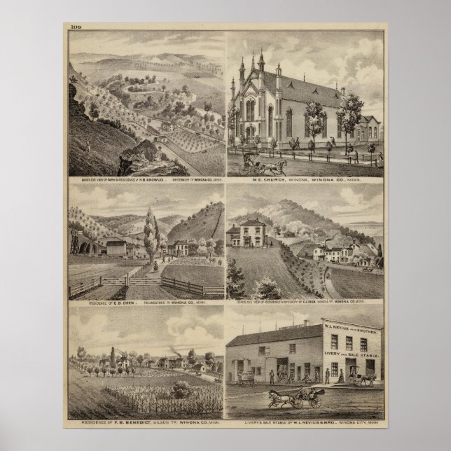 Residences, Farms, Brewery and Stable, Minnesota Poster (Front)
