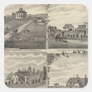 Residences, Farms, Mill in Litchfield, Minnesota Square Sticker