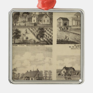Residences in Linn and Desoto, Dallas Co, Iowa Metal Ornament